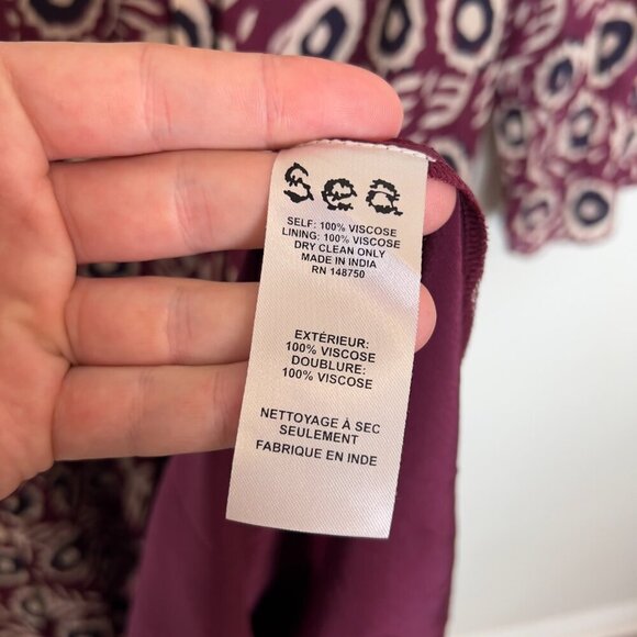 Sea NY New York V-neck Ruffle Floral Midi Dress Size 4 Deep Purple - Picture 5 of 6